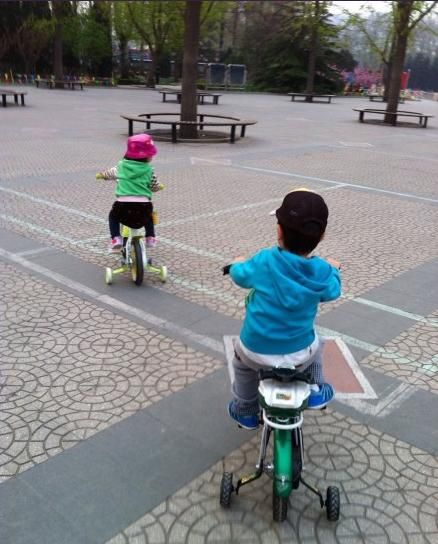 王宝强女儿正面照曝光 骑自行车与哥哥玩耍