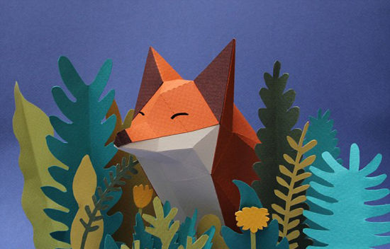 伊莱扎德称自然是他们最喜欢的艺术主题。图为一只纸狐狸。(网页截图)